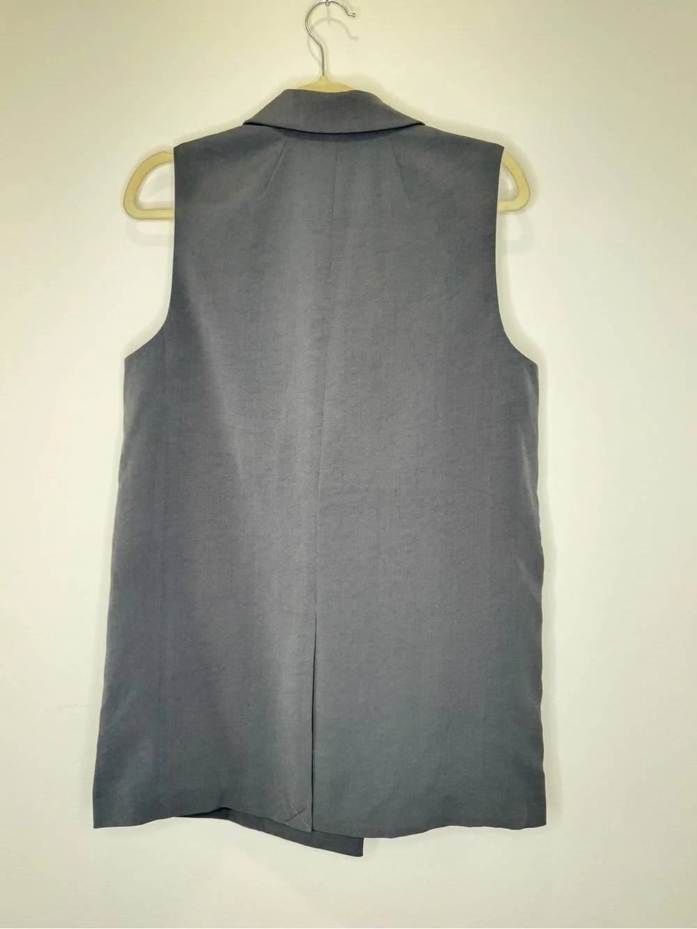 NWT ✨ Madewell Oversized Double-Breasted Crepe Sleeveless Blazer in Gray $198